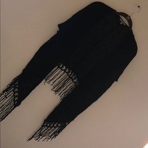 Black short sleeve knit cardigan
